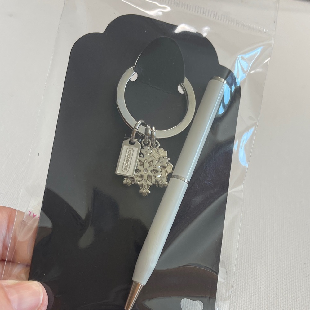 Coach Silver Snowflake Charm Keychain and White Coach Pen Set - Picture 7 of 7